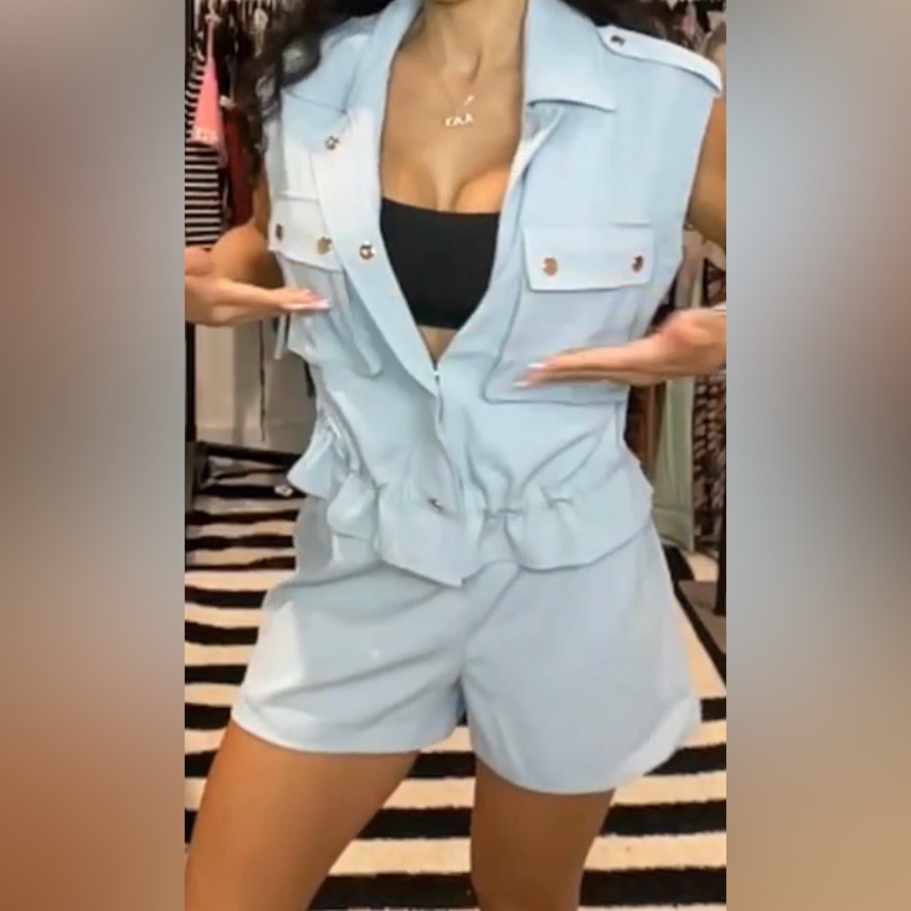 Light Blue Sleeveless two piece set
